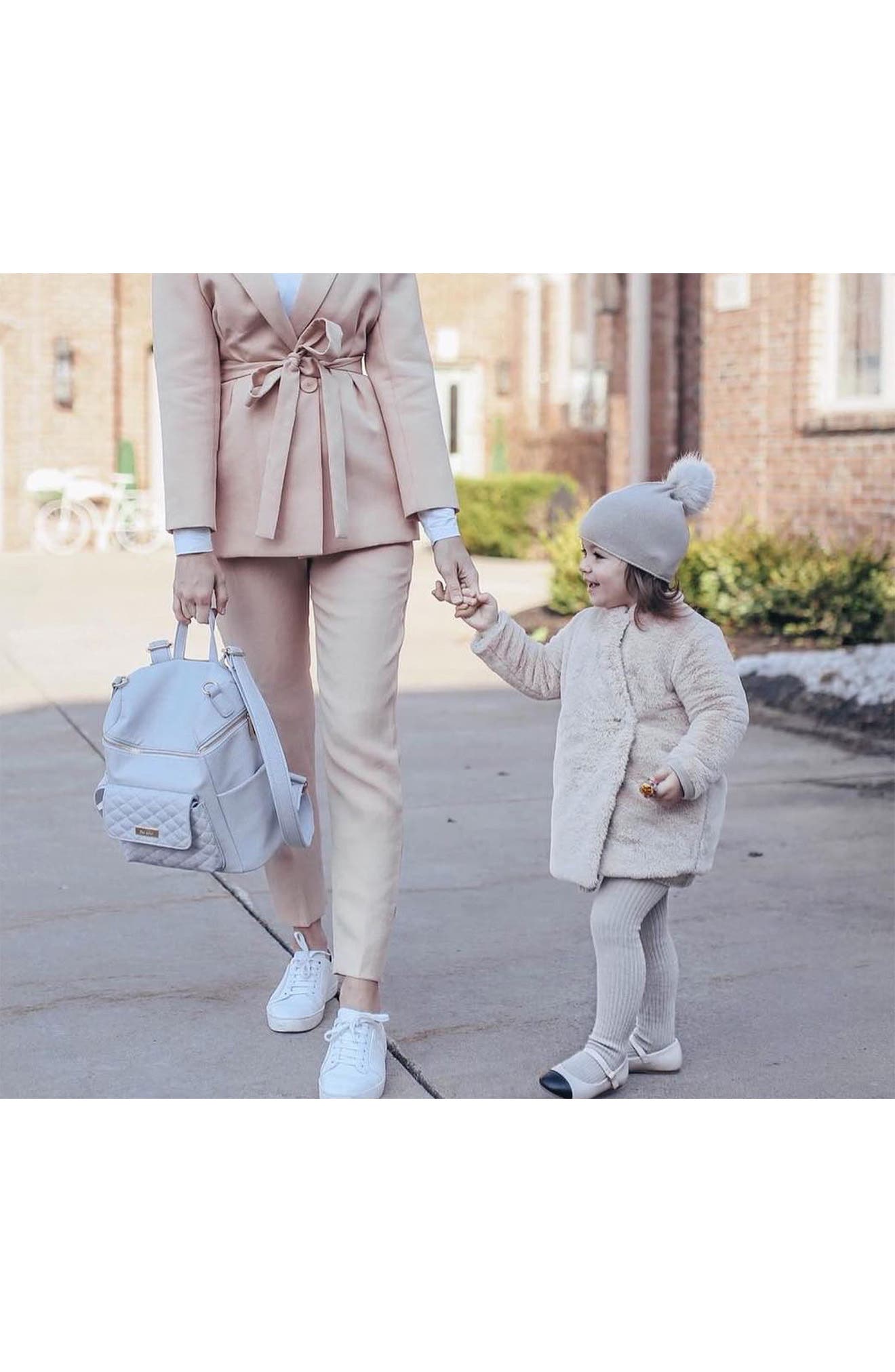 Luli Bebé Petit Monaco Faux Leather Diaper Bag, Alternate, color, Stone Grey