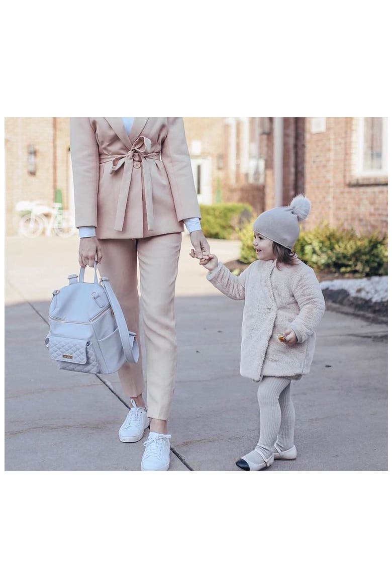 Petit Monaco Faux Leather Diaper Bag, Alternate, color, STONE GREY
