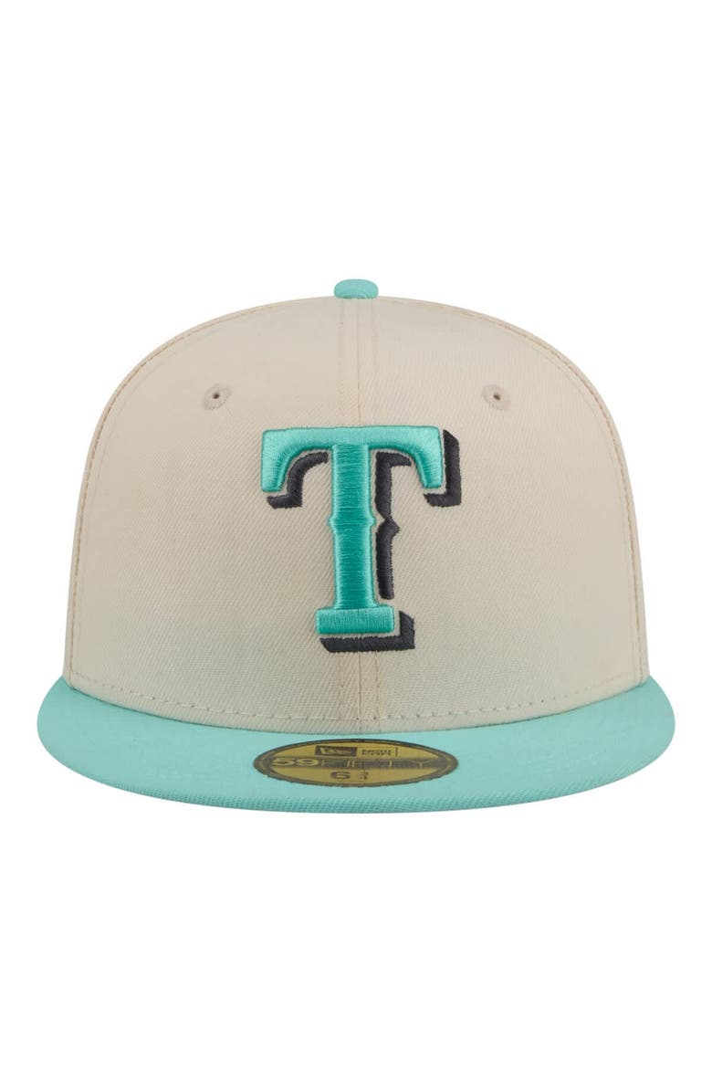 New Era Men's New Era Light Beige/Turquoise Texas Rangers Two-Tone Color Pack 59FIFTY Fitted Hat, Alternate, color, Light Beige