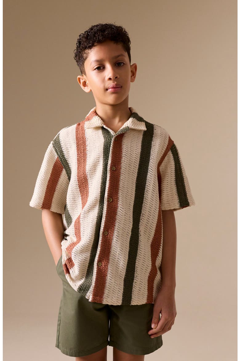 Kids' Textured Stripe Camp Shirt, Alternate, color, PRINT