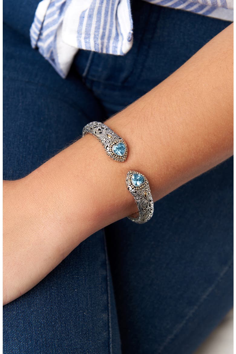 Sterling Silver & 18K Yellow Gold Blue Topaz Bracelet, Alternate, color, SILVER-GOLD-BLUE