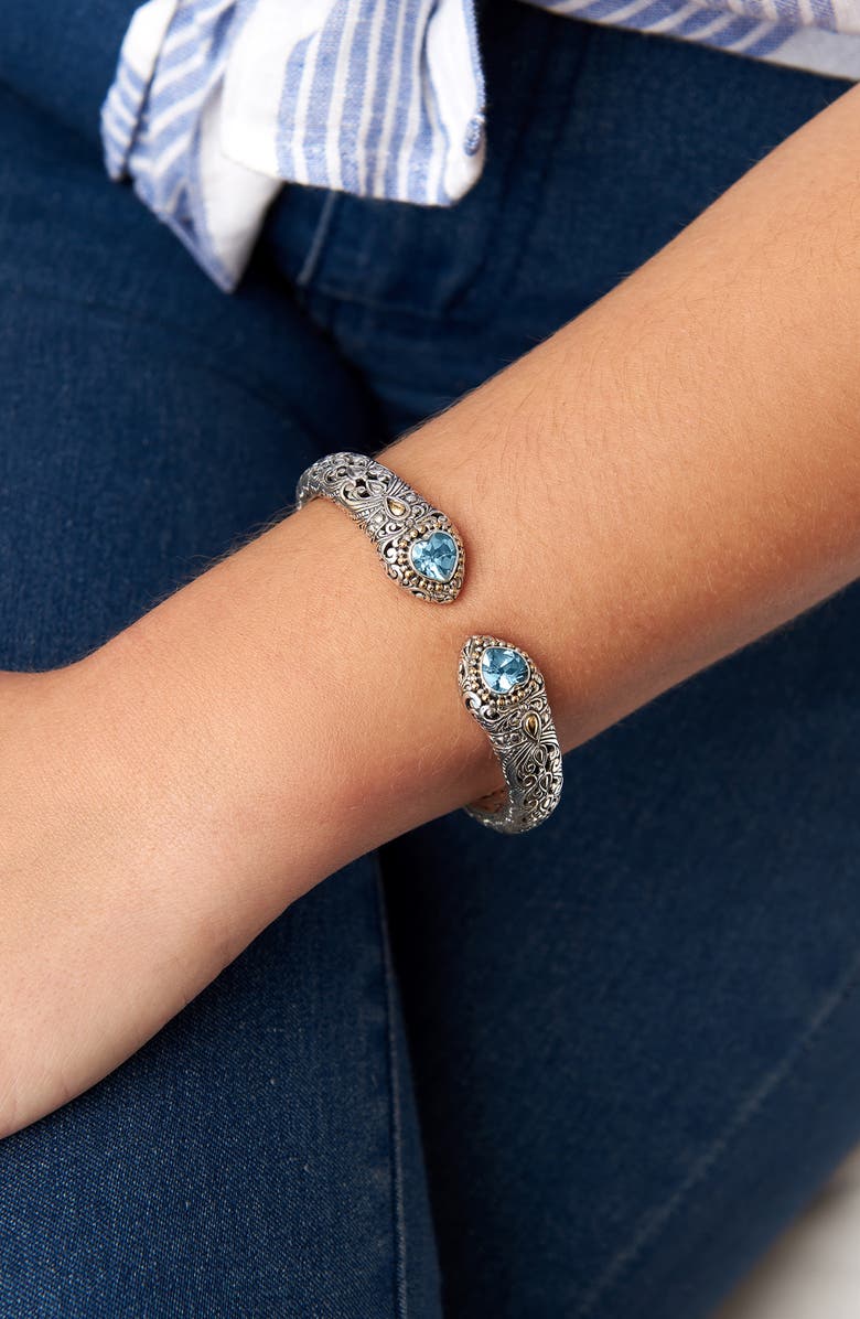 DEVATA Sterling Silver & 18K Yellow Gold Blue Topaz Bracelet, Alternate, color, 