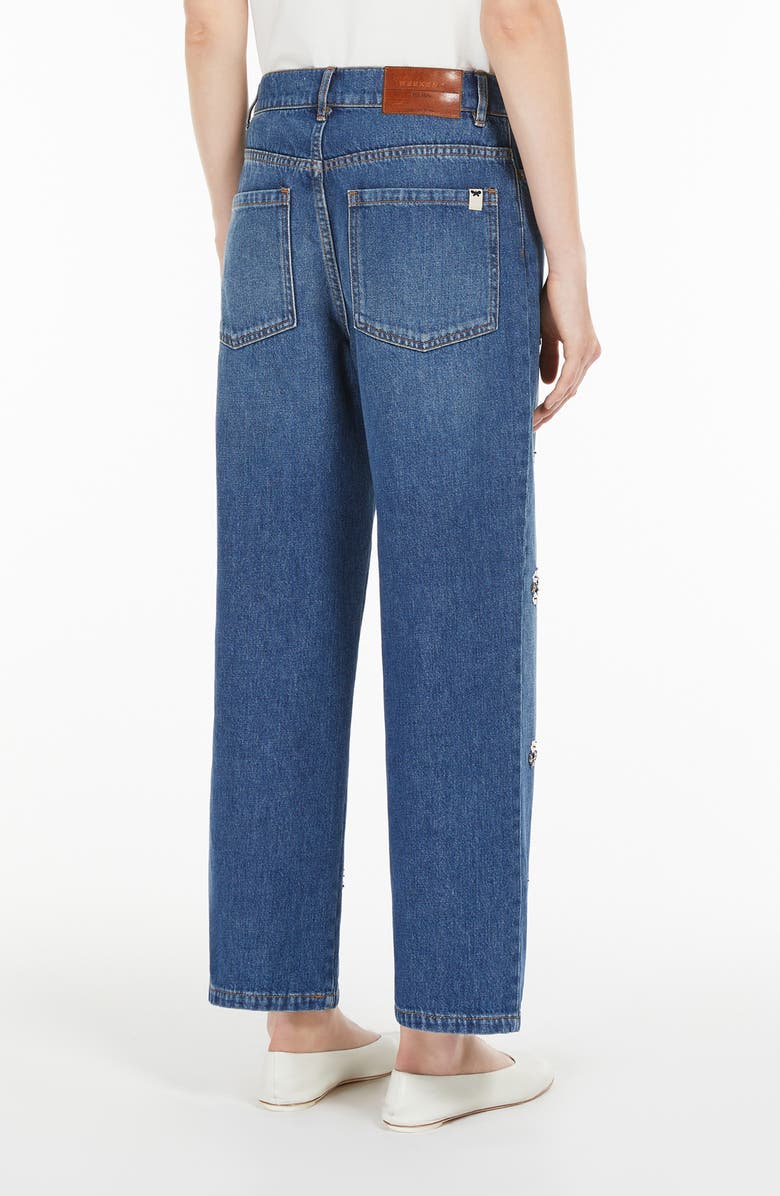 Weekend Max Mara Manetta Floral Detail Jeans, Alternate, color, Navy