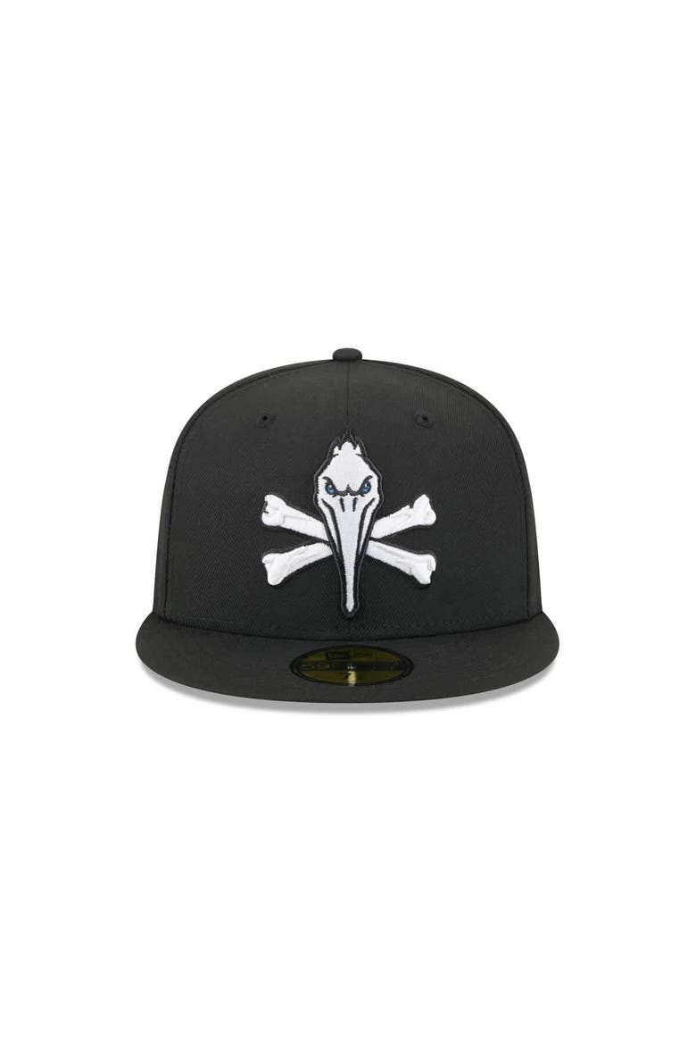 Men's New Era  Black Myrtle Beach Pelicans Theme Nights 59FIFTY Fitted Hat, Alternate, color, Black