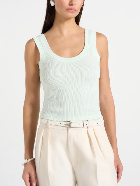 Liane Scoop Neck Ribbed Vest