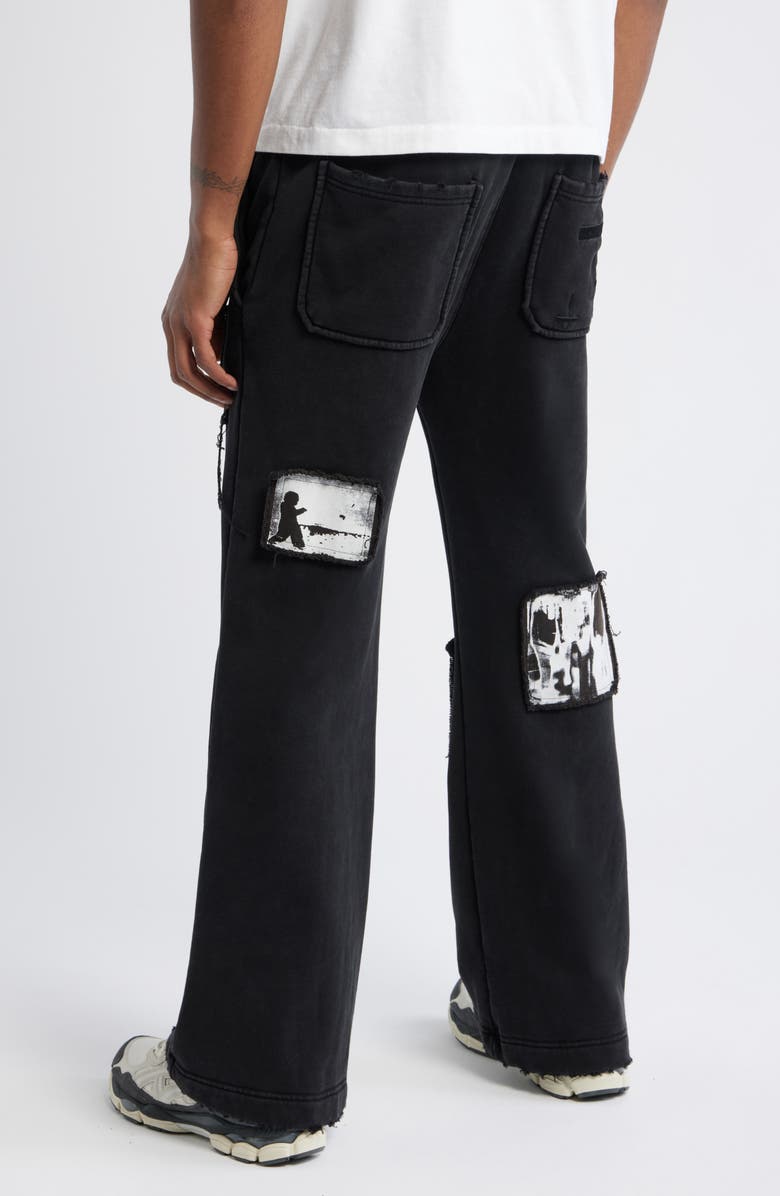 RtA Griffin Vintage Black Wash Wide Leg Sweatpants, Alternate, color, Vintage Black Digital Patch