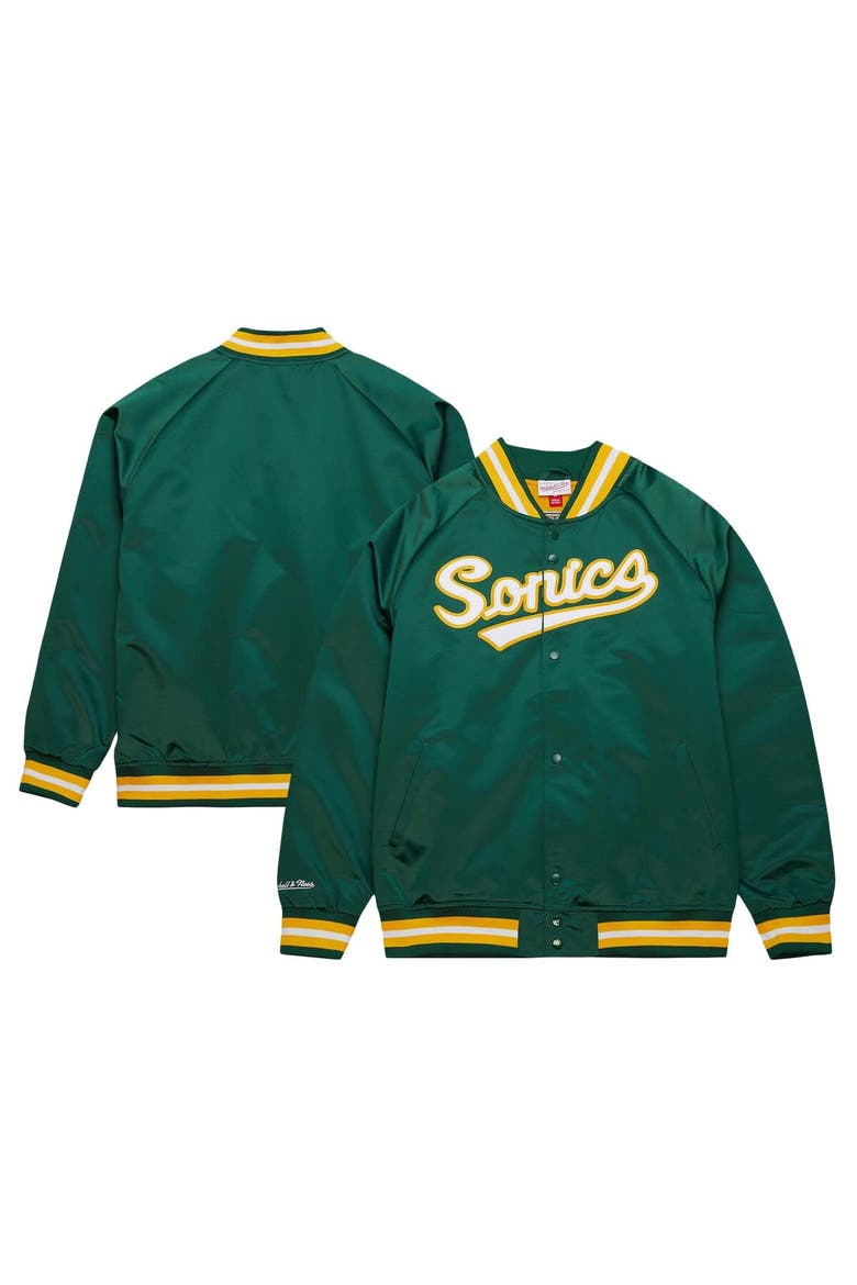 Men's Mitchell & Ness Green Seattle SuperSonics Hardwood Classics  Throwback Wordmark Raglan Full-Snap Jacket, Main, color, Green