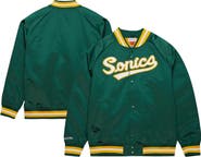 Mitchell & Ness Men's Mitchell & Ness Green Seattle SuperSonics Hardwood Classics Throwback Wordmark Raglan Full-Snap Jacket