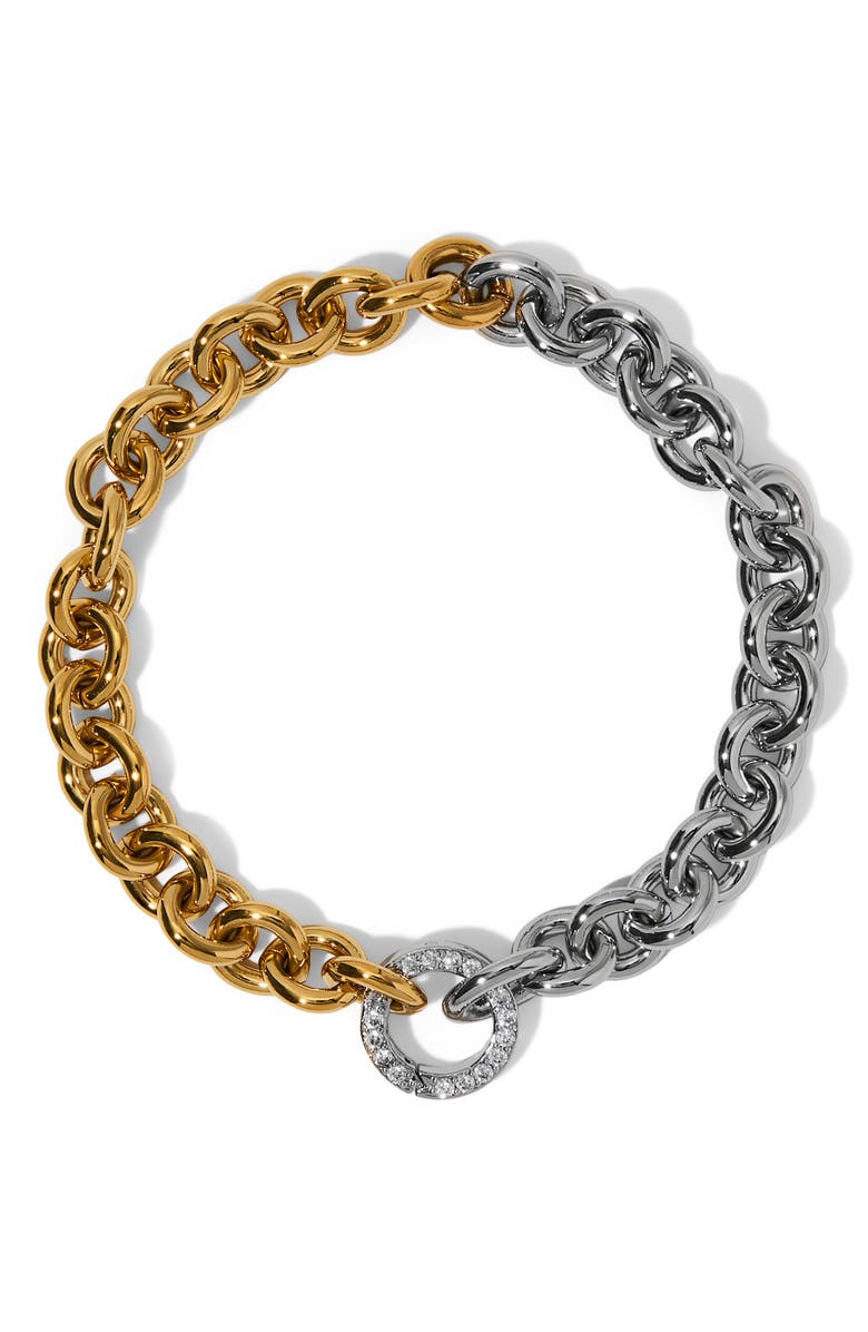 Nadri Gemini Two-Tone Pavé Circle Chain Bracelet, Main, color, Gold