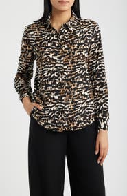 AK ANNE KLEIN Print Button Front Shirt
