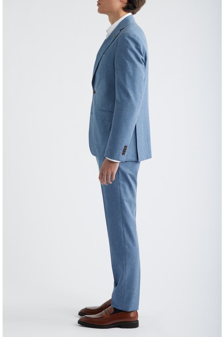 Midland Contemporary Fit Light Blue Mélange Wool & Cotton Blend Suit, Alternate, color, LIGHT BLUE