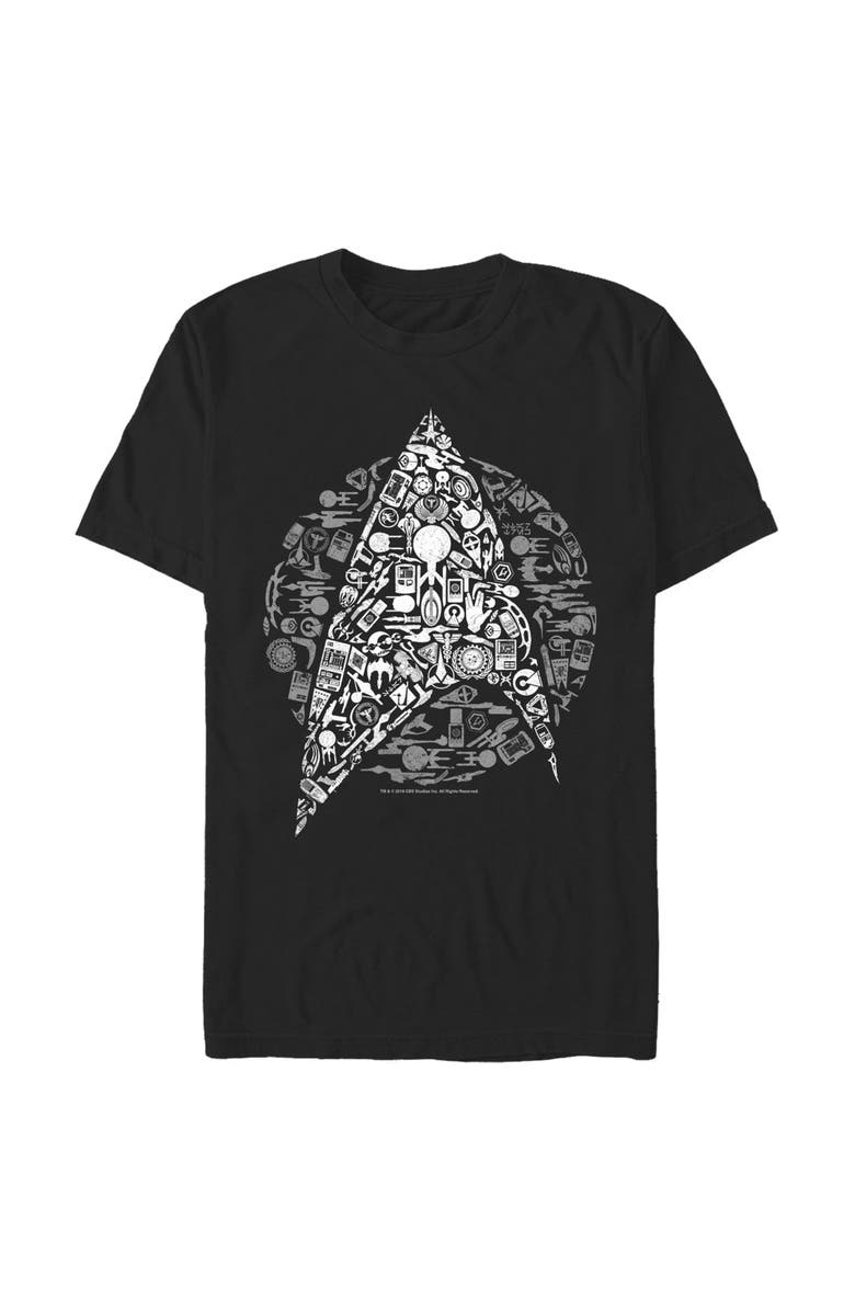 Star Trek Men's Star Trek Starfleet Icon Collage  Graphic T-Shirt, Main, color, Black