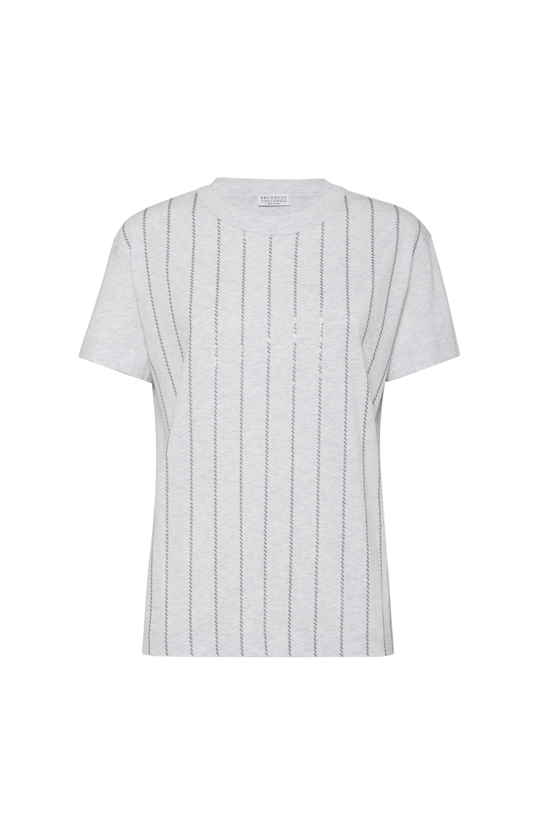 Brunello Cucinelli Dazzling embroidery T-shirt, Main, color, Fog