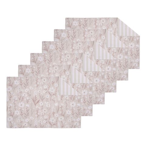 Natural Botanical Flowers 100% Cotton Set of 6 Placemats 14" x 20"
