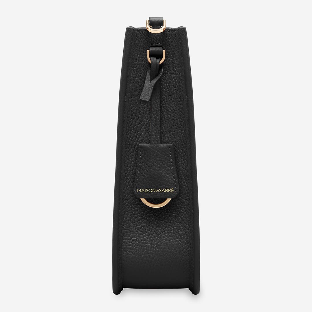 MAISON de SABRÉ Leather Saddle Bag, Alternate, color, Black Caviar