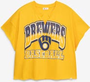 '47 Women's '47 Gold Milwaukee Brewers Plus Size Win Big Oversized Notch-Neck T-Shirt
