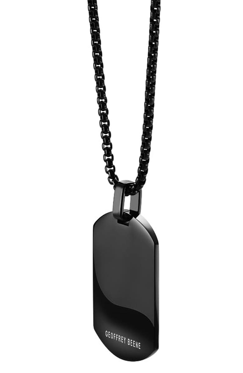 GEOFFREY BEENE Men's Stainless Steel Dog Tag Pendant Necklace, Alternate, color, Solid Black