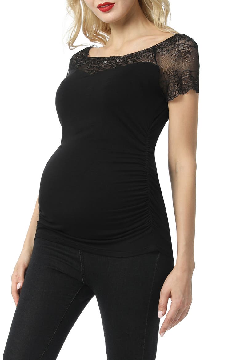 Valerie Lace Maternity Top, Main, color, BLACK