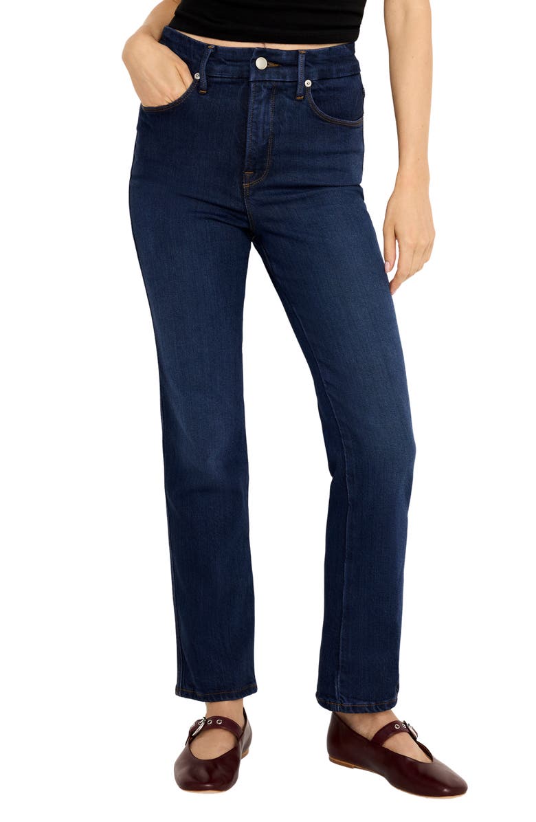 Good American Soft Tech Good Curve High Waist Ankle Straight Leg Jeans, Main, color, Indigo537