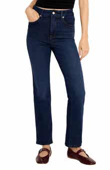 Good American Soft Tech Good Curve High Waist Ankle Straight Leg Jeans
