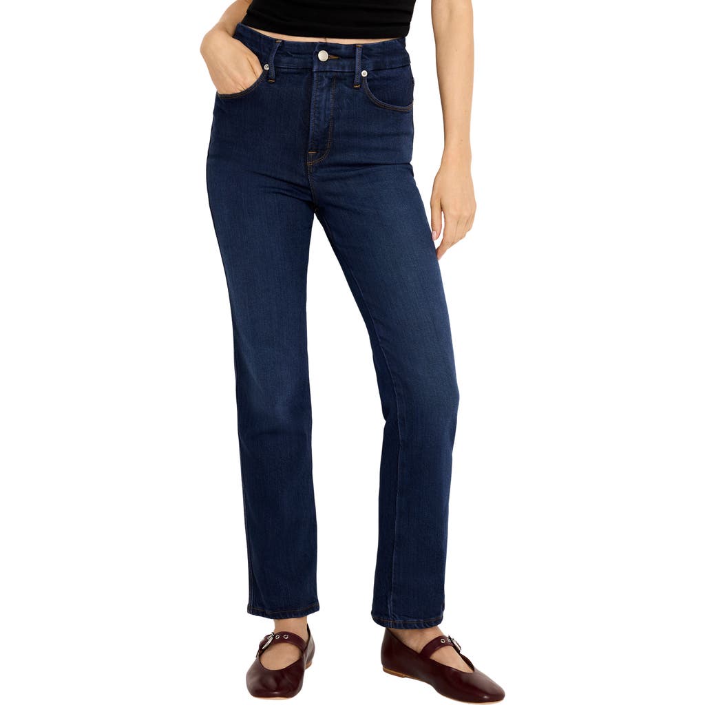 GOOD AMERICAN GOOD AMERICAN SOFT TECH GOOD CURVE HIGH WAIST ANKLE STRAIGHT LEG JEANS