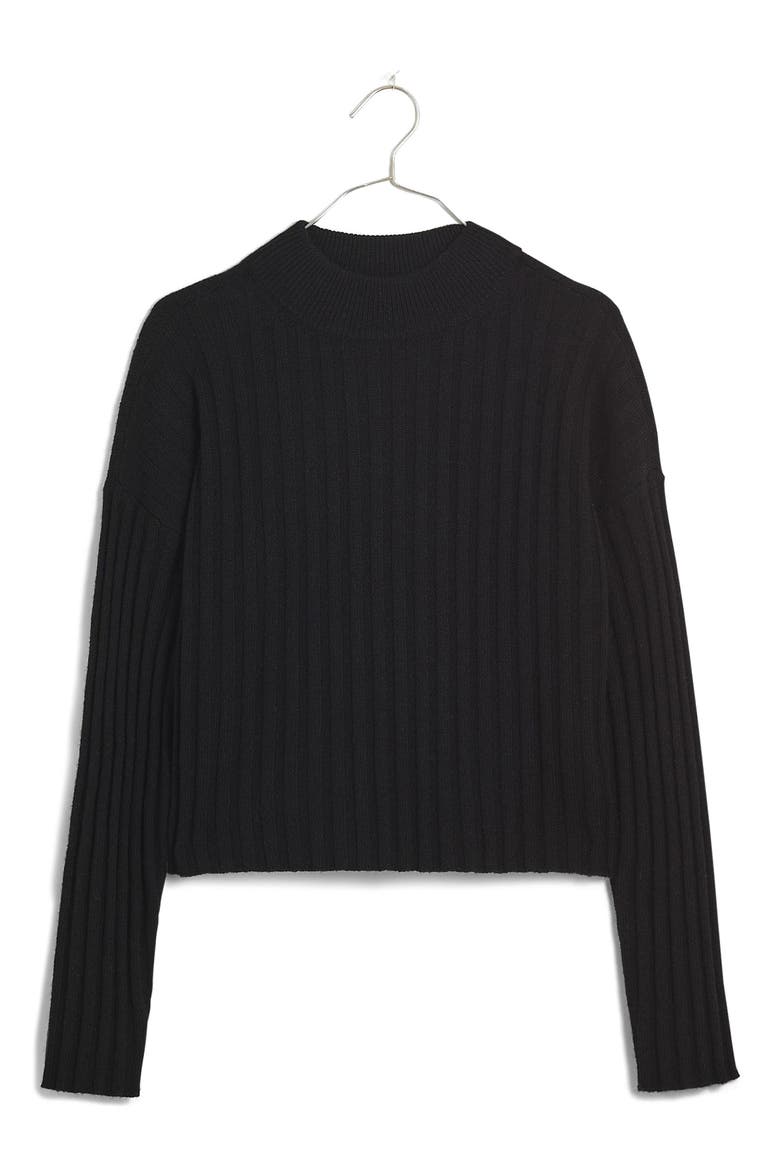 Mock Neck Crop Sweater, Alternate, color, TRUE BLACK