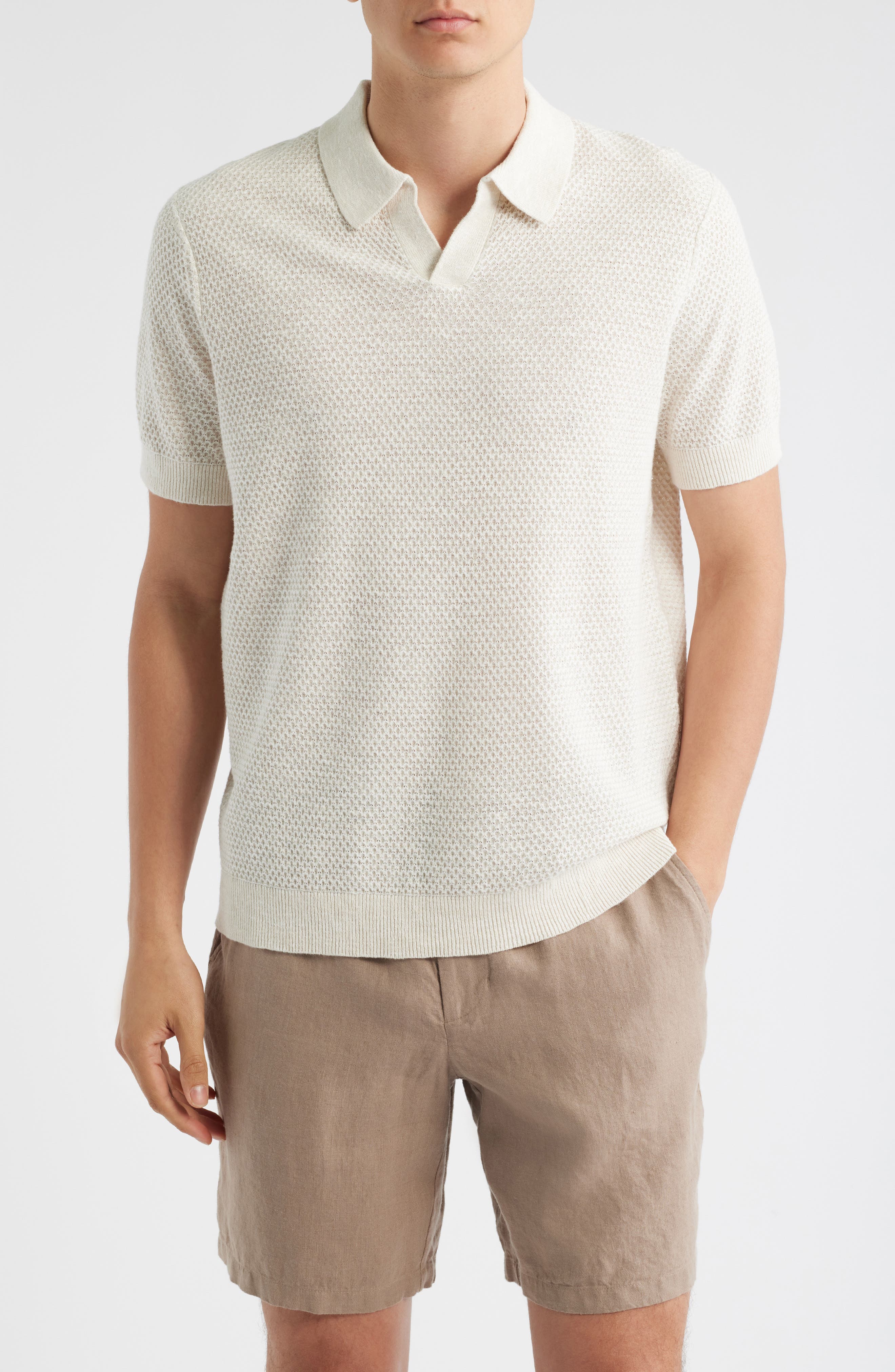 Treasure & Bond Short Sleeve Johnny Collar Polo Sweater