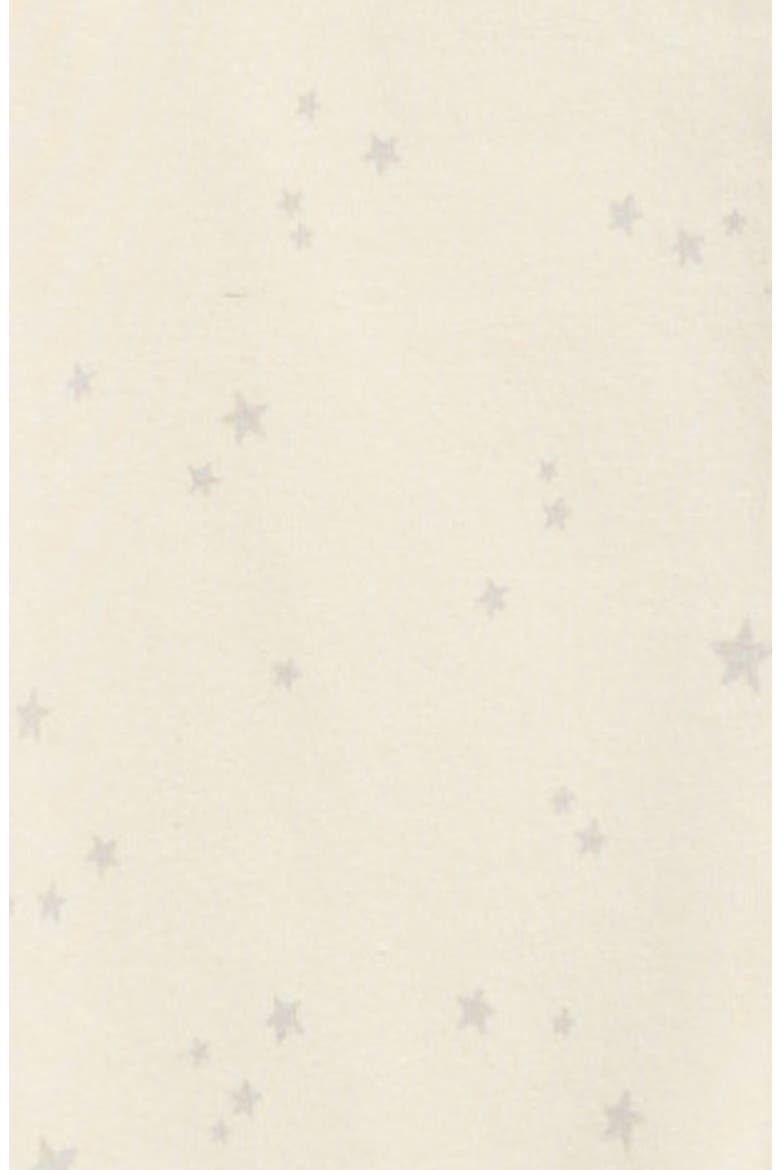 Star Print Stretch Organic Cotton Zip Footie, Alternate, color, IVORY