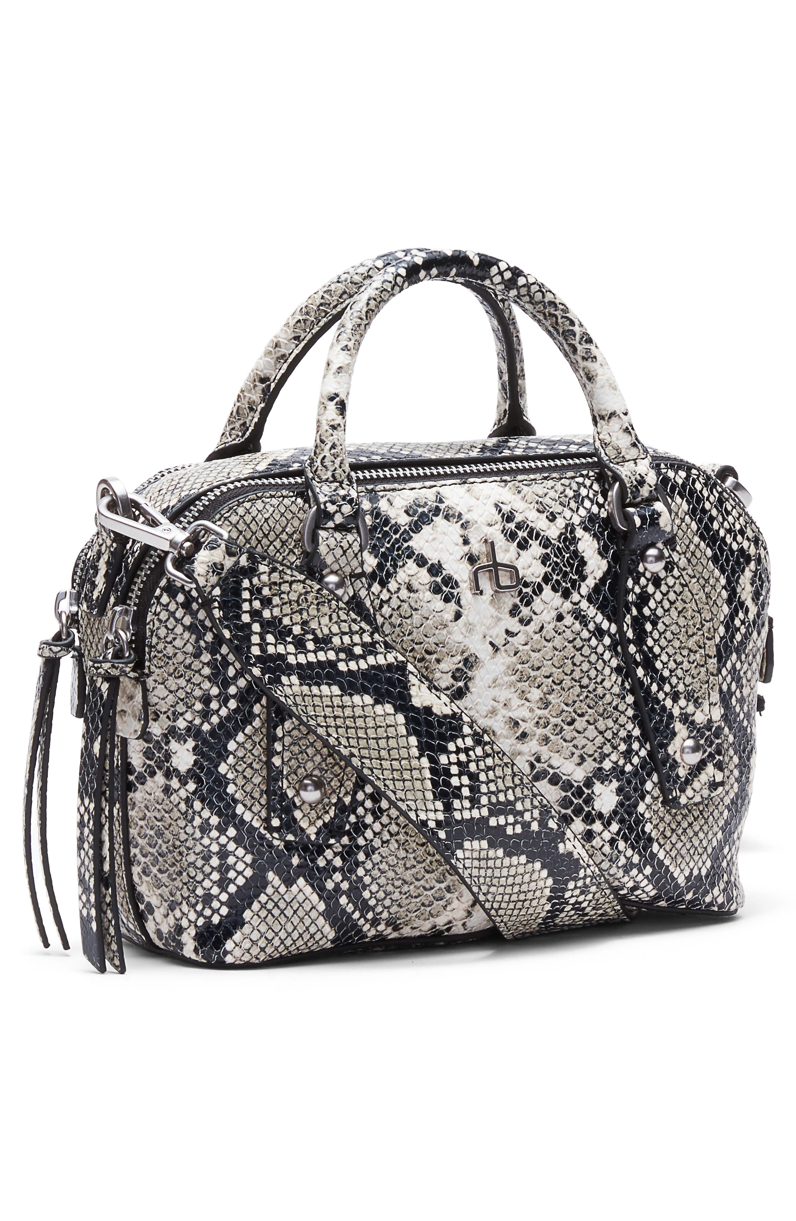 rag 
bone Small Gramercy Snakeskin Embossed Leather Satchel, Alternate, color, Natural