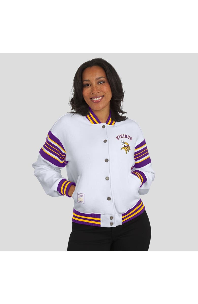 WEAR by Erin Andrews Women's WEAR by Erin Andrews White Minnesota Vikings Full-Snap Fleece Sweatshirt Jacket, Alternate, color, 