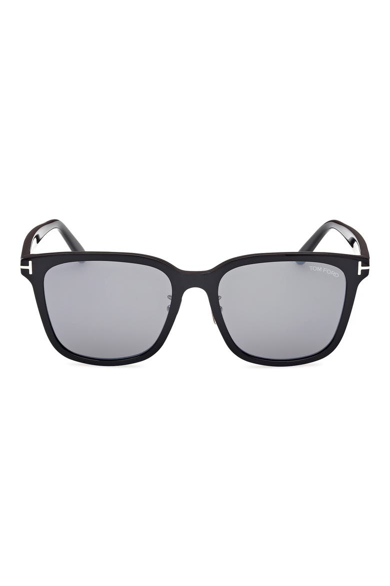 56mm Square Sunglasses, Main, color, SHINY BLACK / GRADIENT SMOKE