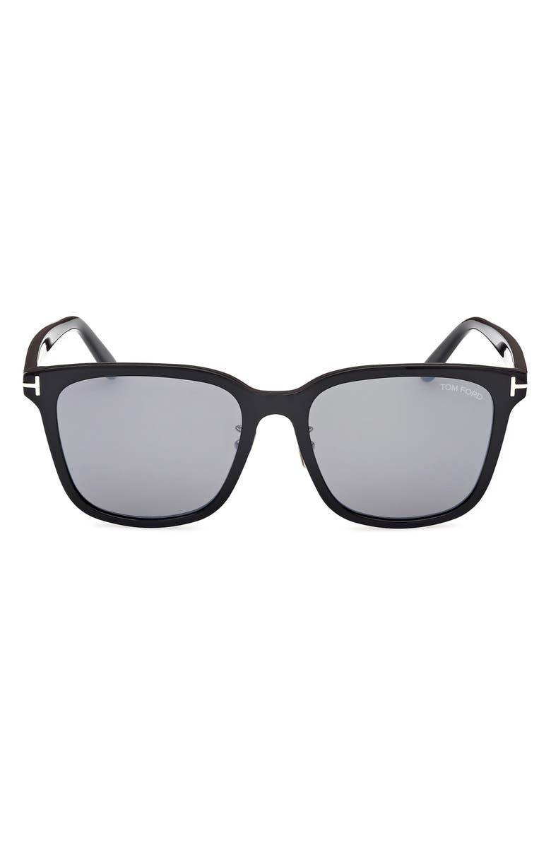 TOM FORD 56mm Square Sunglasses, Main, color, Shiny Black / Gradient Smoke