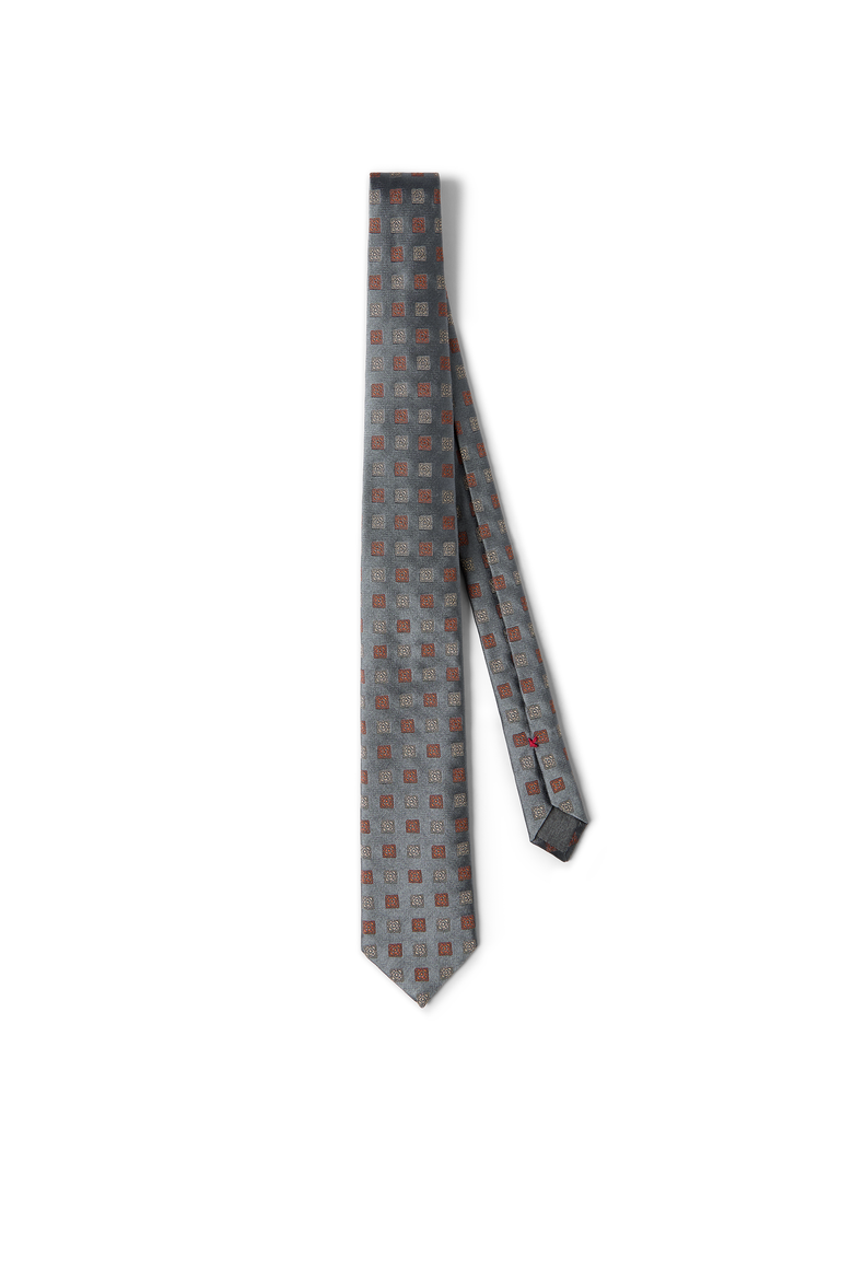 Silk tie with squares pattern, Main, color, Grey