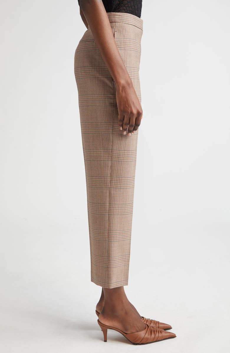 McQueen Prince of Wales Wool Cigarette Pants, Alternate, color, Ivory-Black-Tobacco