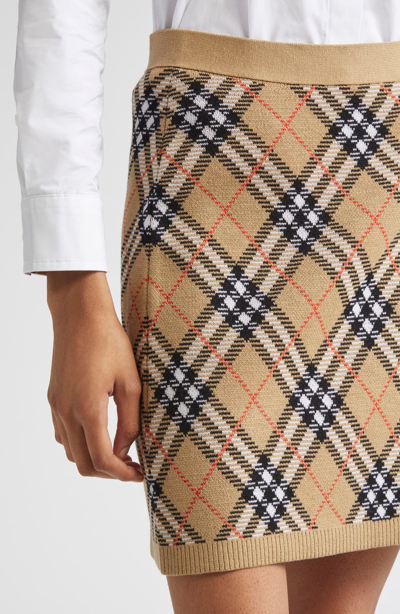 Burberry Check Wool Blend Sweater Skirt, Alternate, color, Sand Ip Check