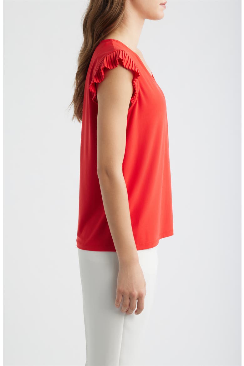 Pleated Sleeve Top, Alternate, color, BEGONIA RED