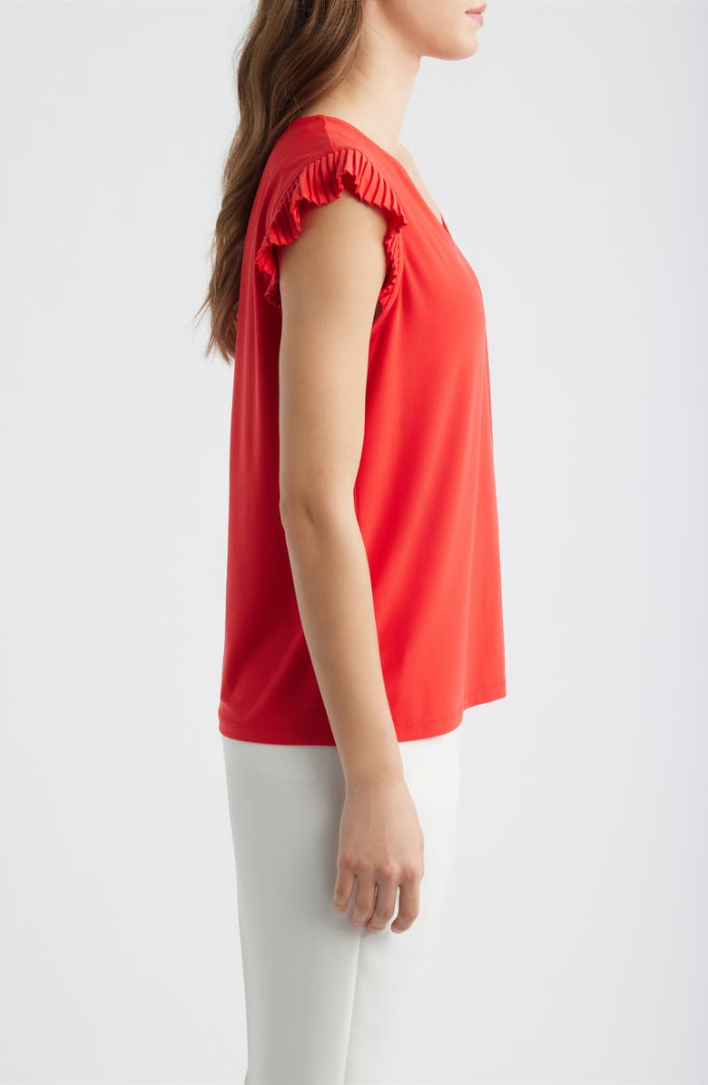 AK ANNE KLEIN Pleated Sleeve Top, Alternate, color, Begonia Red