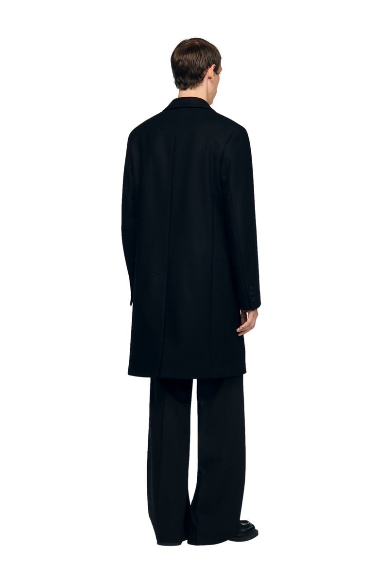 SANDRO Wool and cashmere coat, Alternate, color, Black