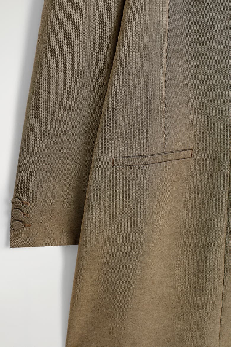 Metallized Wool-Blend Tuxedo Dress, Alternate, color, BRONZE