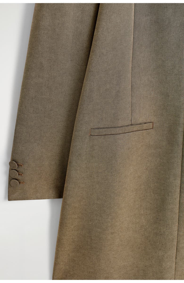 COS Metallized Wool-Blend Tuxedo Dress, Alternate, color, Bronze