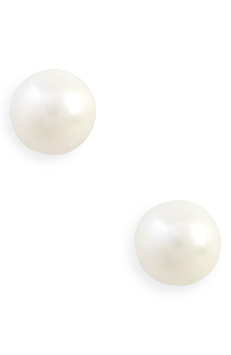 Nordstrom 6mm Faux Pearl & Sterling Silver Stud Earrings, Main, color, White- Silver