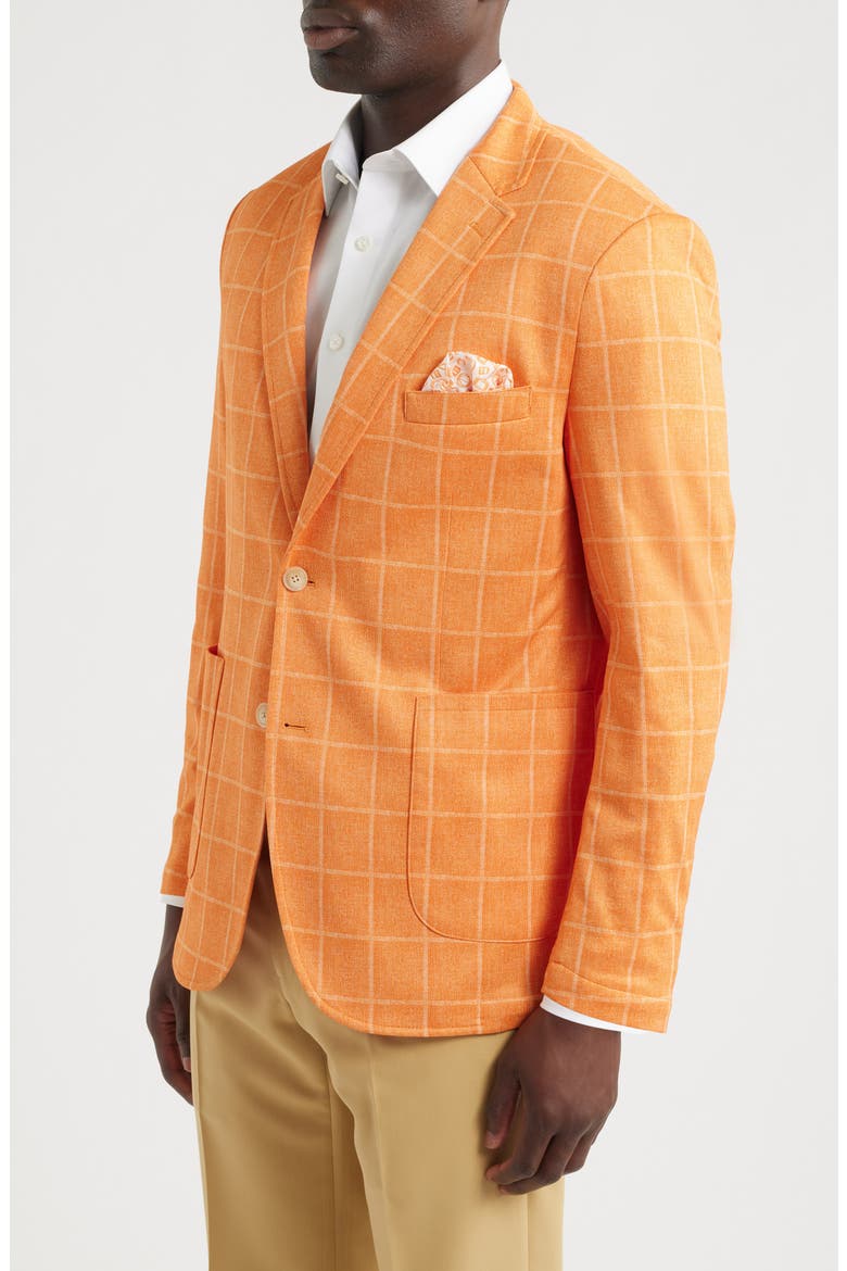 Game Day XC Flex® Pinnacle Orange Windowpane Check Knit Sport Coat, Alternate, color, ORANGE PLAID