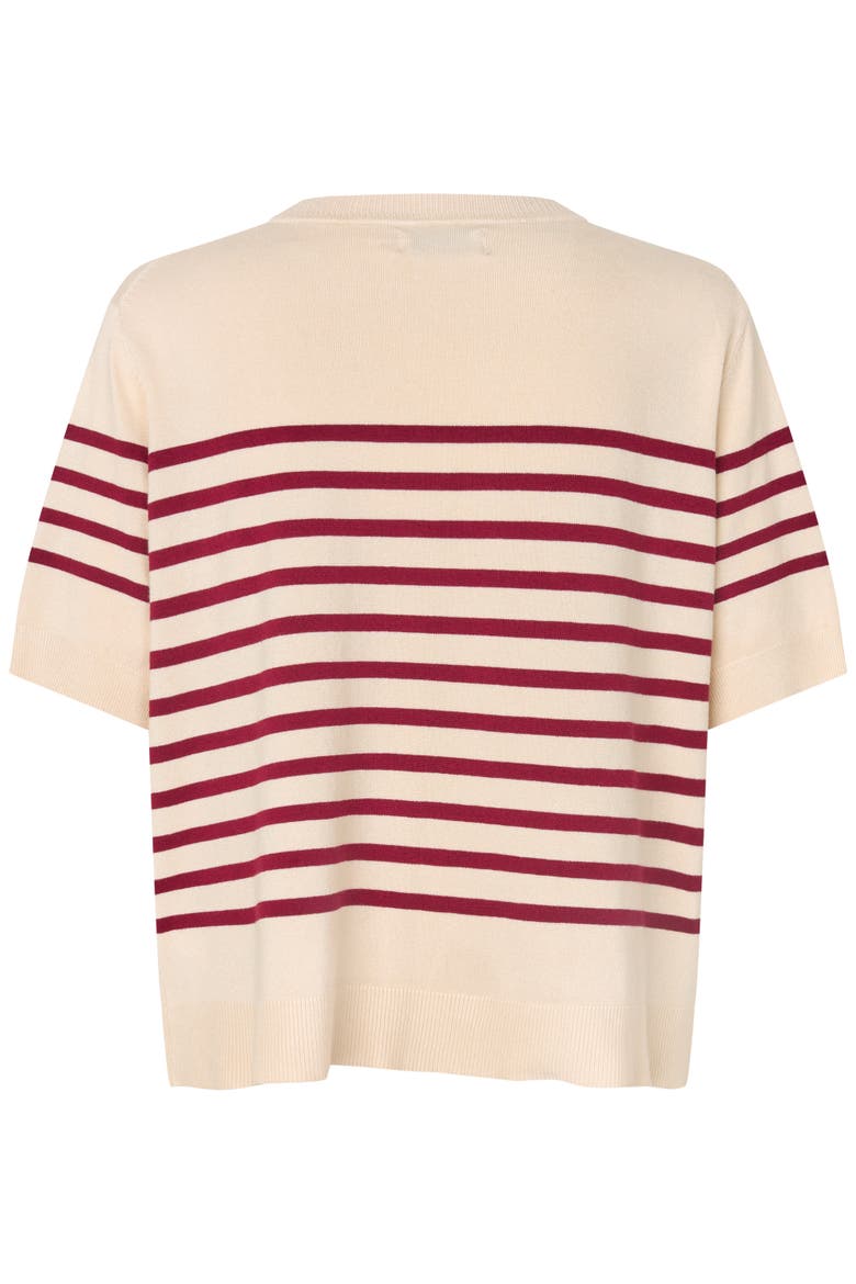 Maflorayne Striped Shot Sleeve Knit Top, Alternate, color, Beet Red