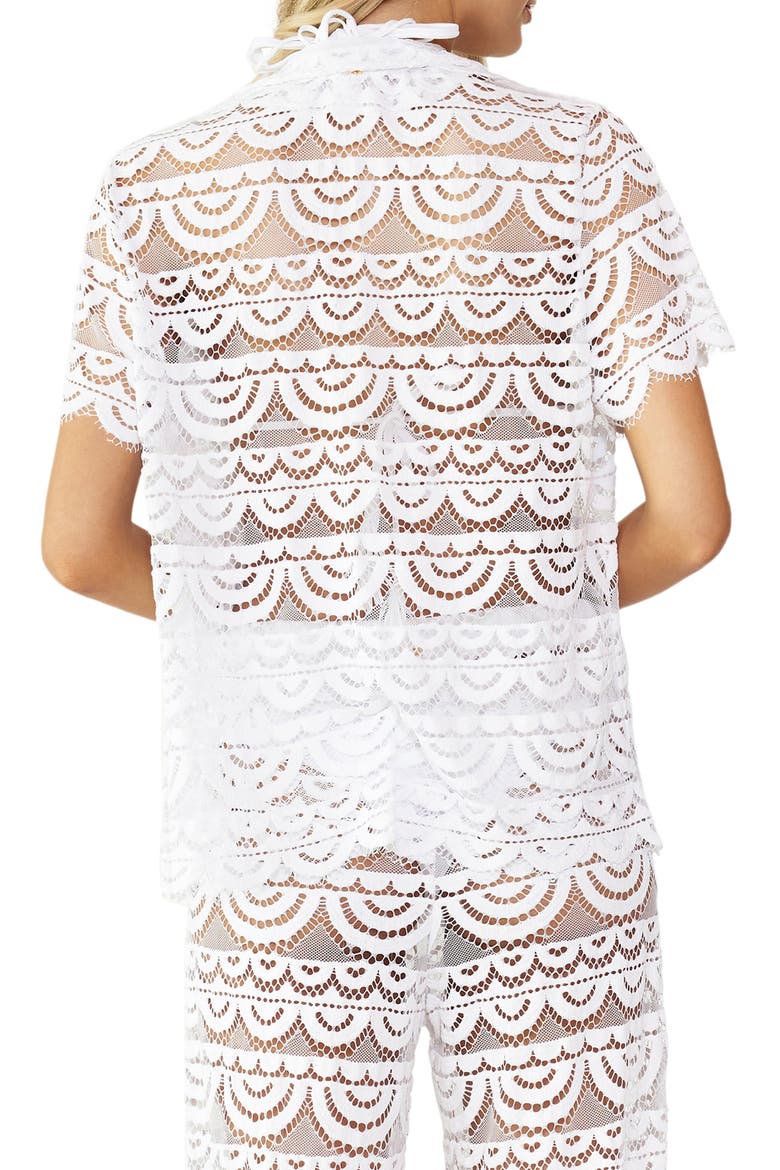 Sheer Lace Cover-Up Shirt, Alternate, color, WATER LILY