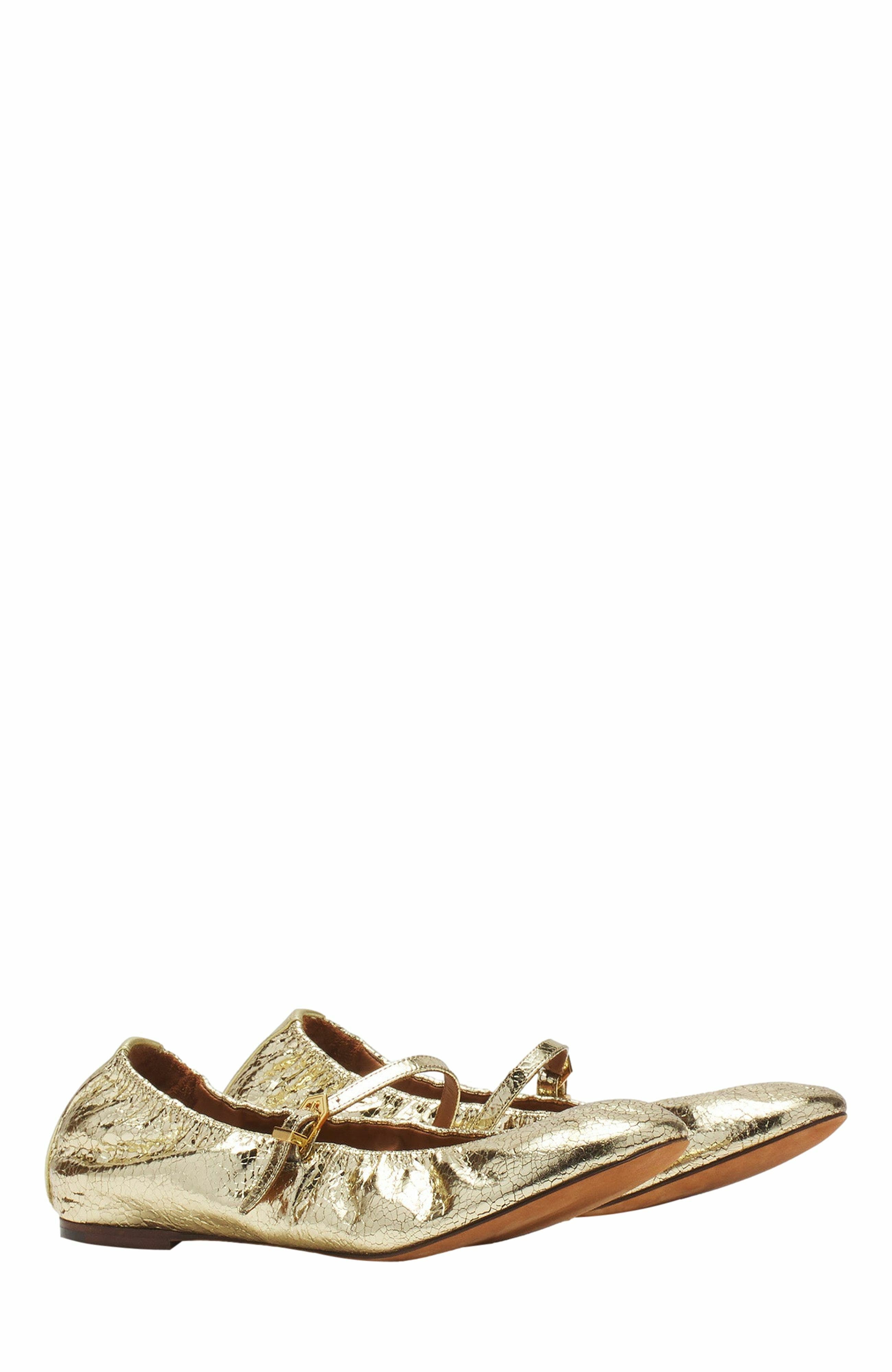 Lanvin MARY JANE IN CRACKLED METALLIC LEATHER, Alternate, color, 