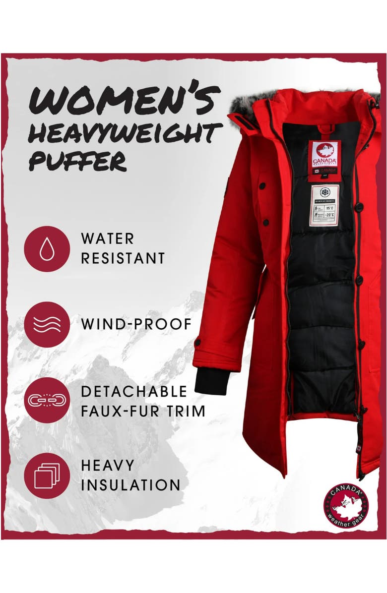 CANADA WEATHER GEAR Women's Long Winter Jacket, Alternate, color, Red