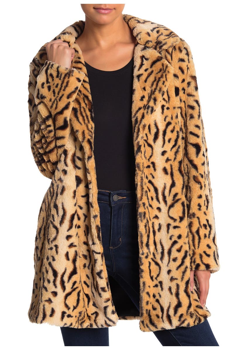 Love Token Tiger Print Faux Fur Jacket, Alternate, color,