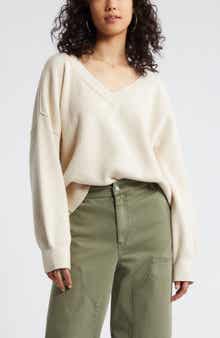 BP. Seamed Oversize V-Neck Rib Sweater