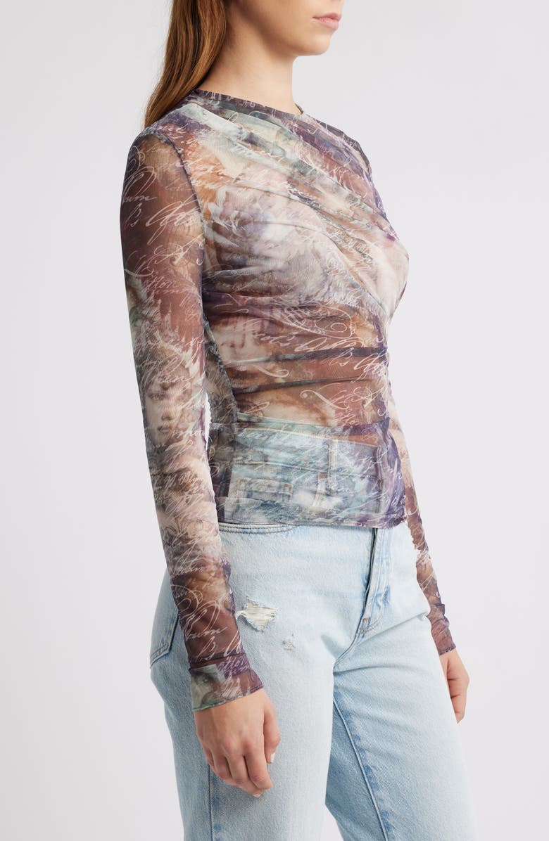 Mistress Rocks Draped Printed Top, Alternate, color, Draped Printed