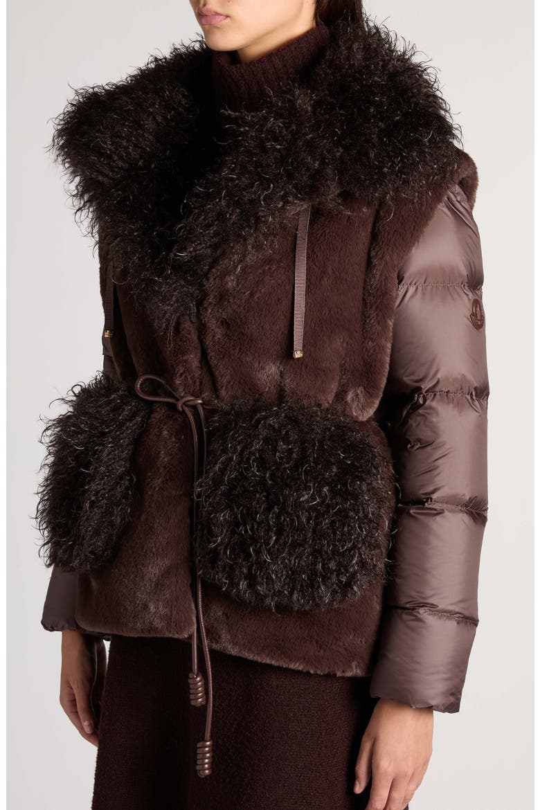 Immersif Faux Fur Trim Jacket, Alternate, color, BROWN
